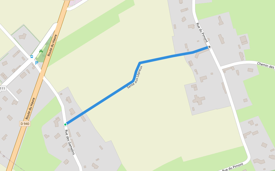 Sente aux Lépreux walking route map in Le Tilleul