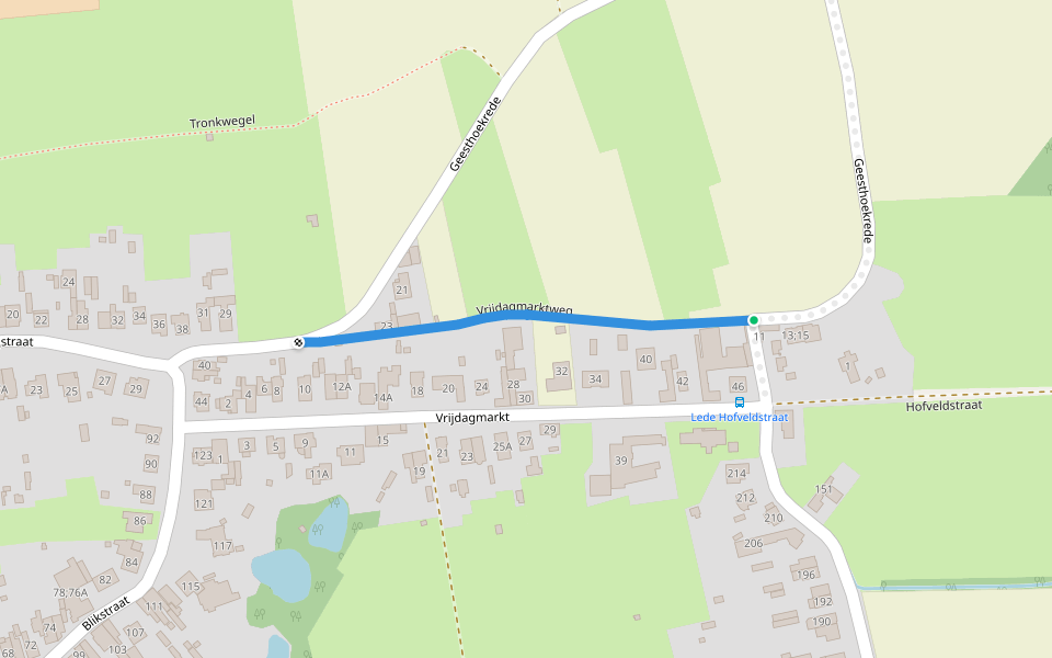 Vrijdagmarktweg walking route map in Lede