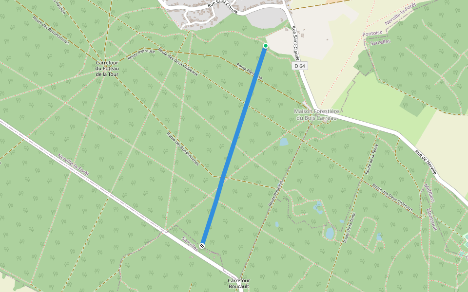 Route du Pré David walking route map in Nerville-la-Forêt
