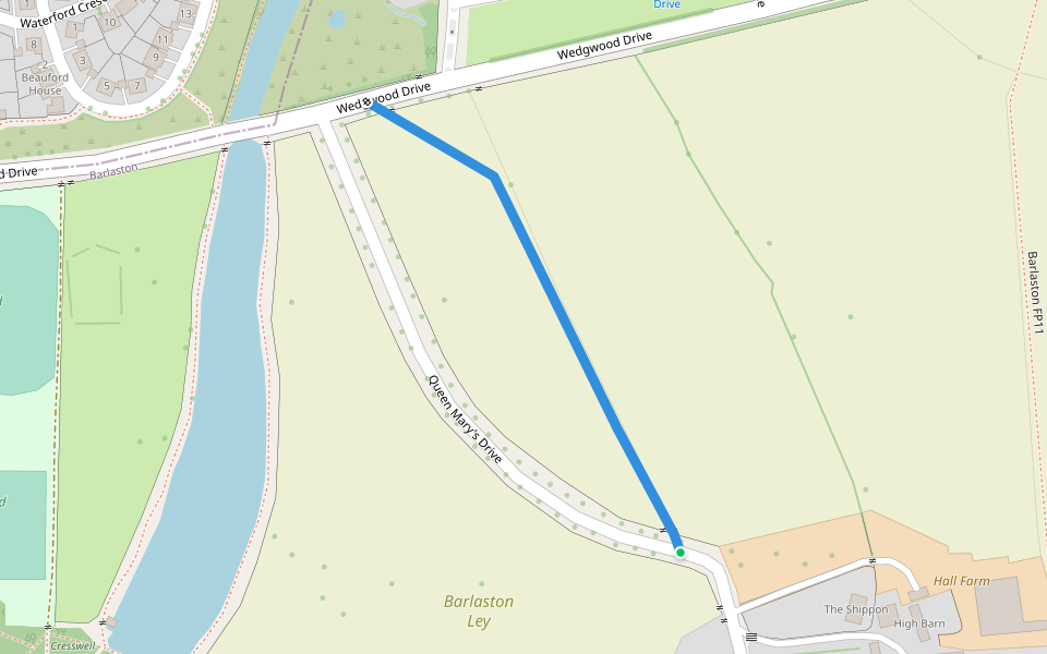 Barlatson FP10 walking route map in Barlaston