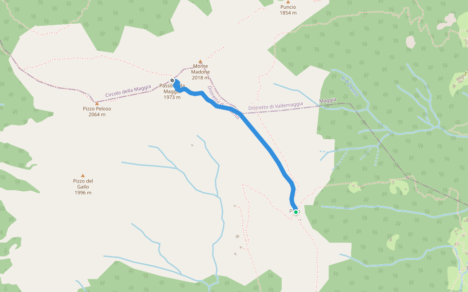 Pino - Passo della Maggia walking route map in Onsernone