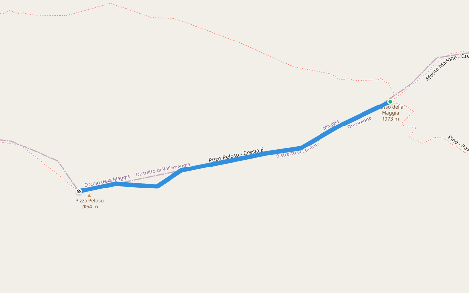Pizzo Peloso - Cresta E walking route map in Onsernone