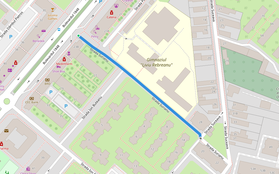 Strada Șurianu walking route map in Târgu Mureș