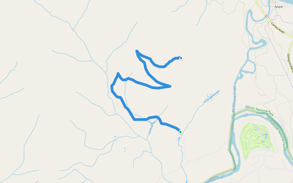Apgar Lookout walking route map in Columbia Falls