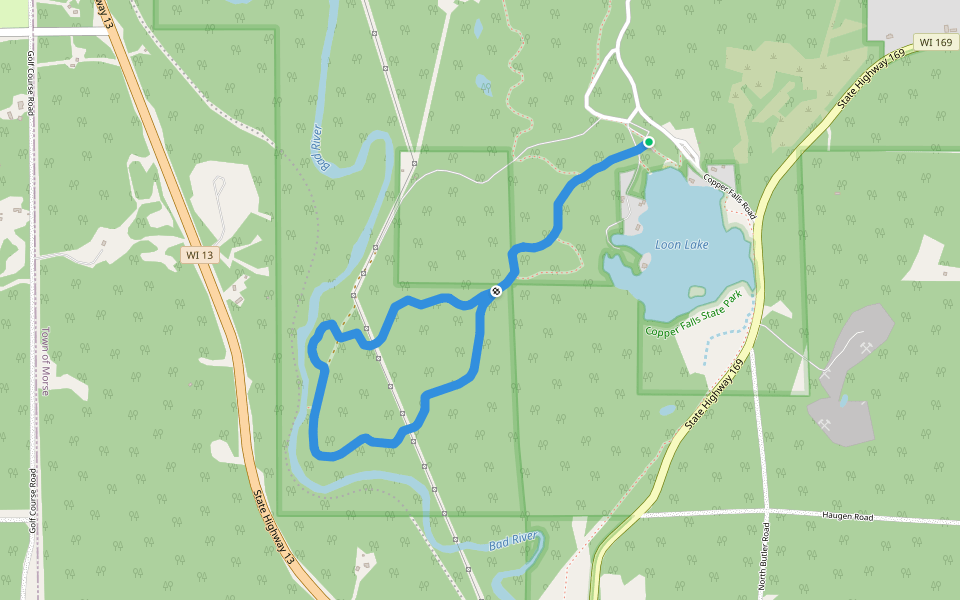 Red Granite Falls Trail walking route map in Mellen