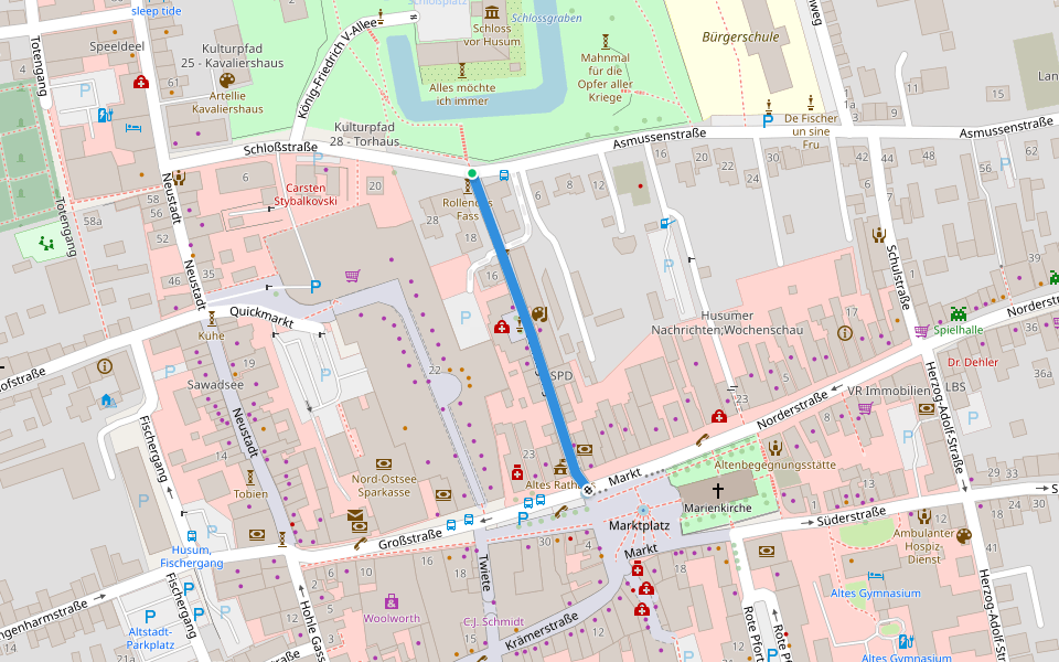 Schloßgang walking route map in Husum