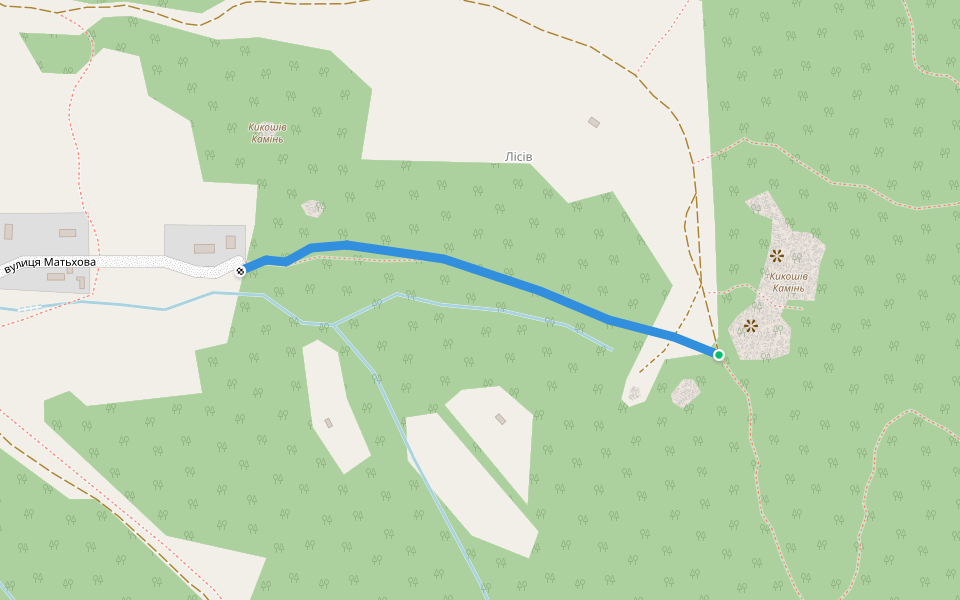 Маршрут на Кикошів Камінь walking route map in Yamel'nytsya