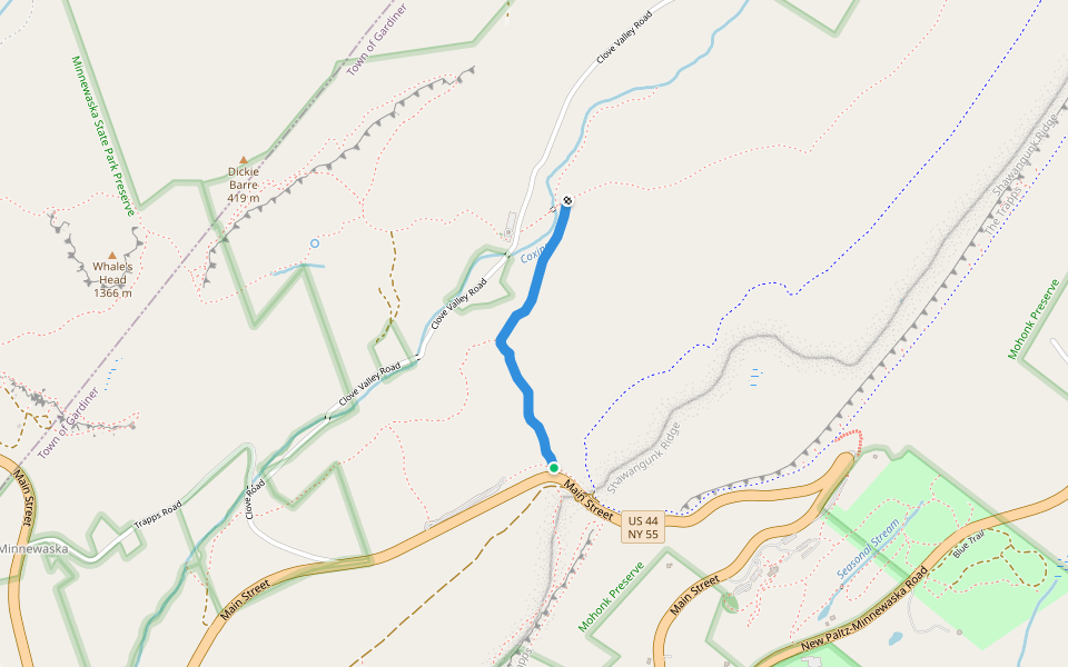 Shongum Path (Red) walking route map in Gardiner