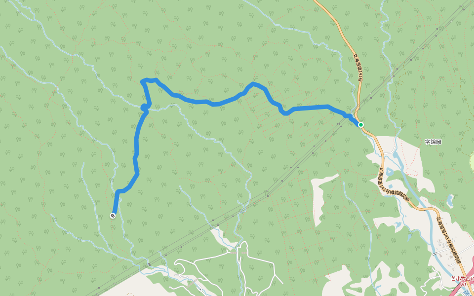 覚生林道 walking route map in Tomakomai