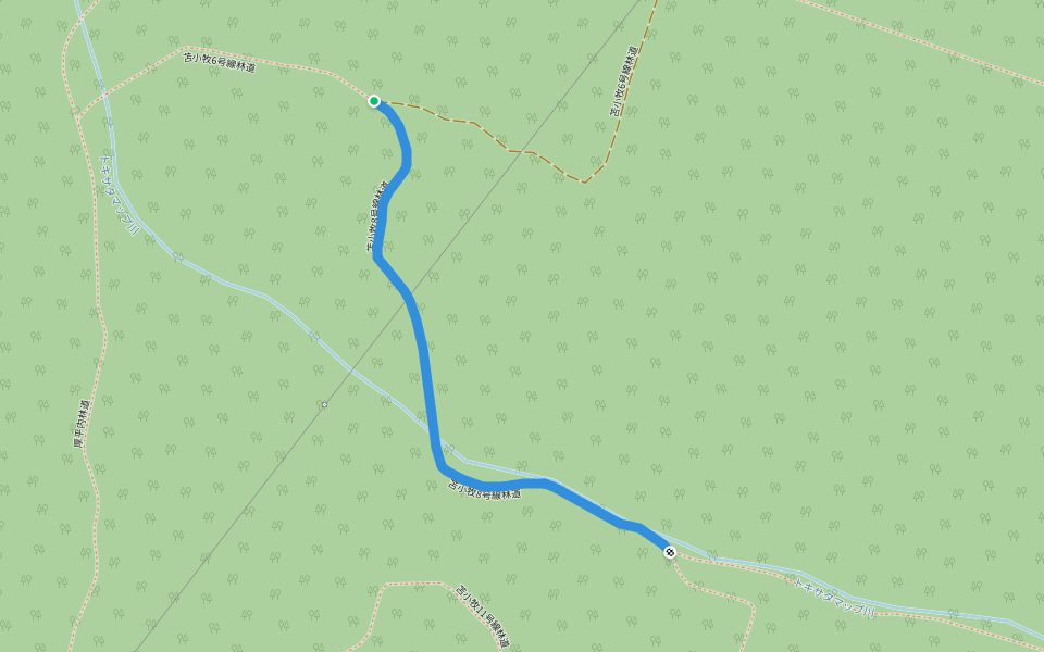 苫小牧8号線林道 walking route map in Tomakomai