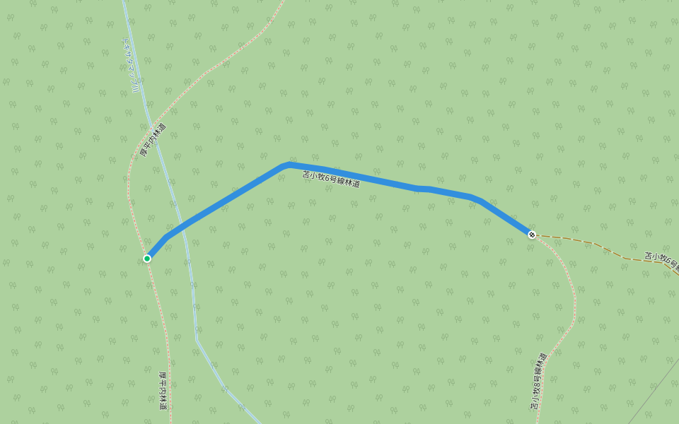 苫小牧6号線林道 walking route map in Tomakomai
