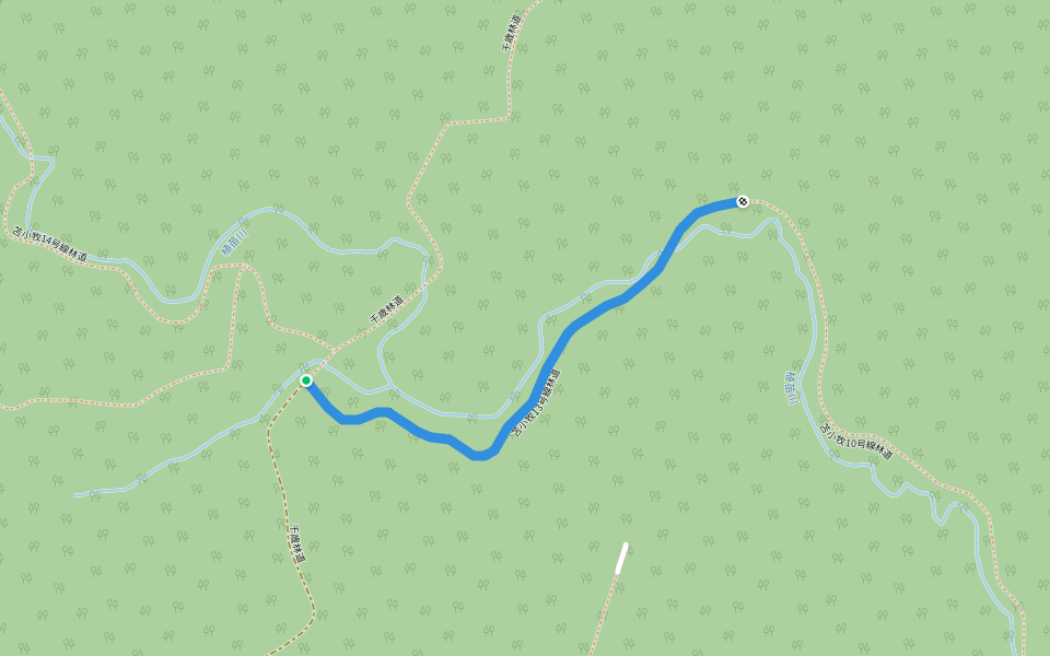 苫小牧13号線林道 walking route map in Tomakomai