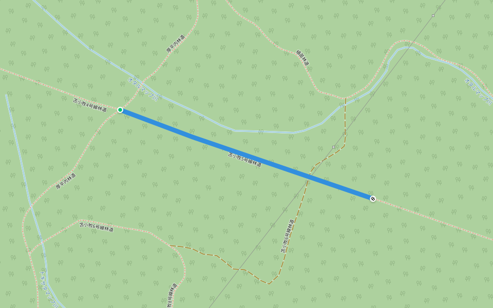 苫小牧5号線林道 walking route map in Tomakomai