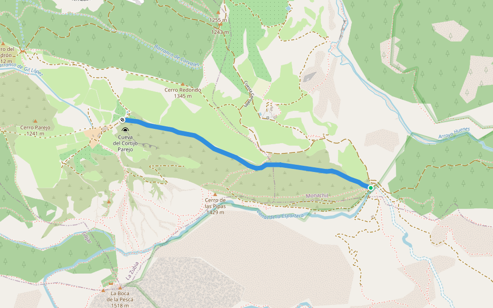 Camino del Cortijo de Parejo walking route map in La Zubia