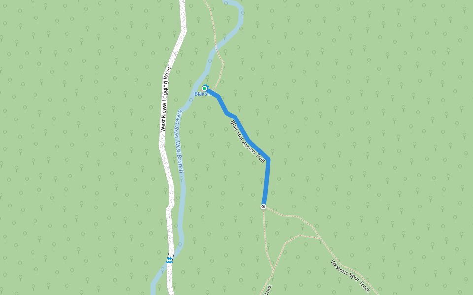 Blair Hut Access Trail walking route map in Falls Creek
