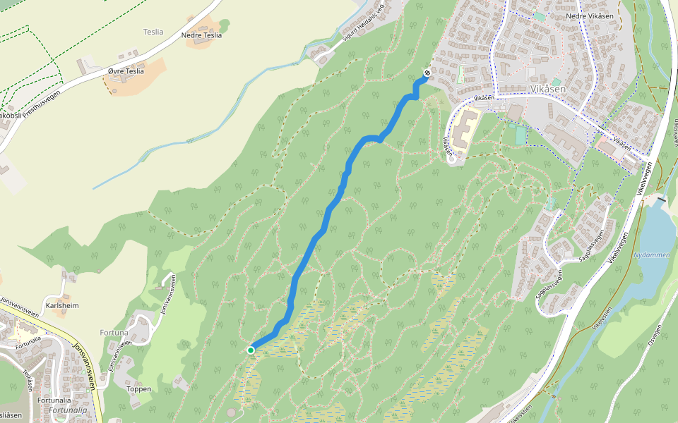 Vikåsryggen walking route map in Brundalen