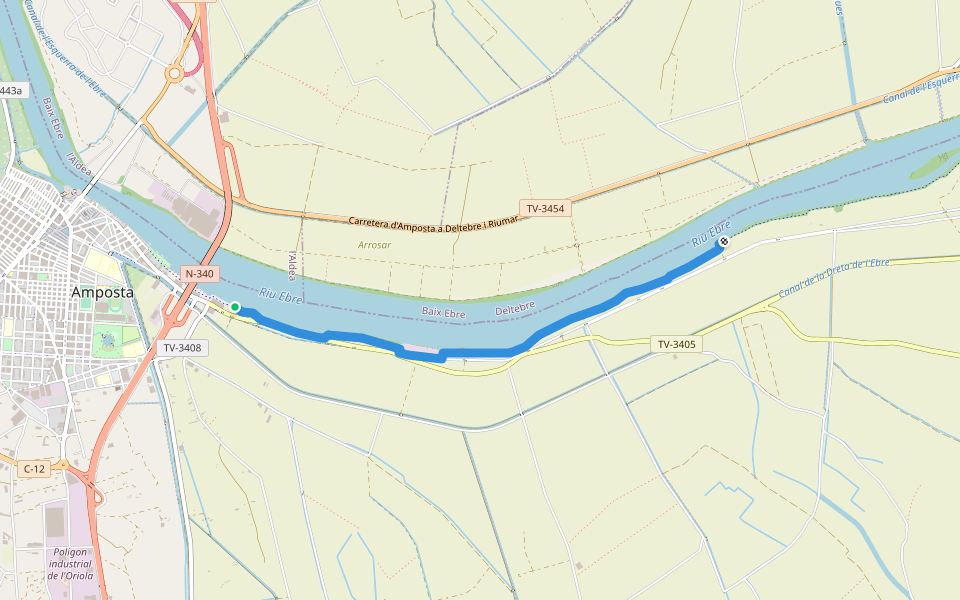 Via verda walking route map in Amposta