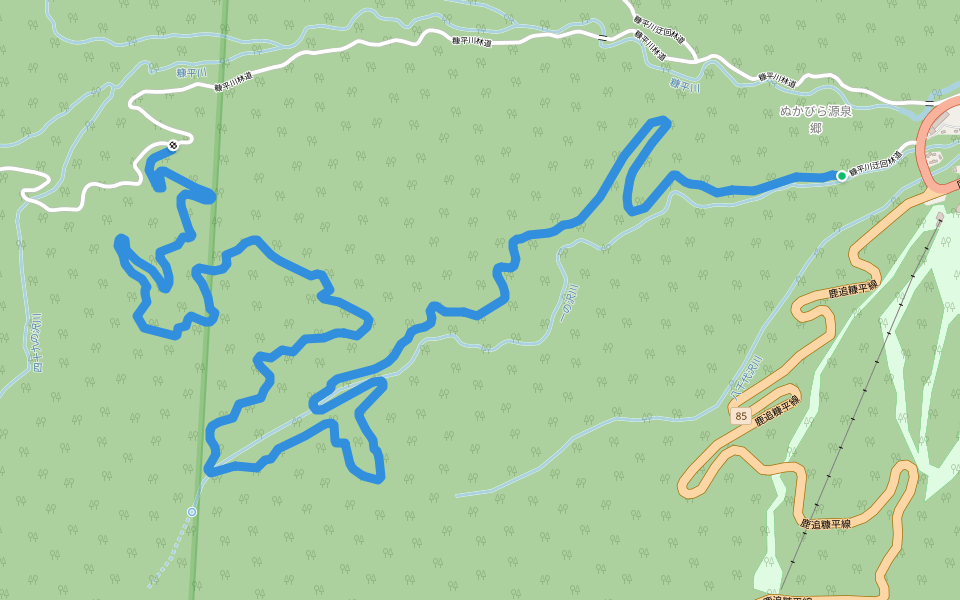 糠平川迂回林道 walking route map in Kamishihoro