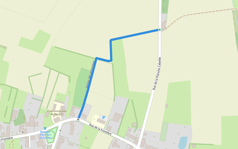 Sentier des amoureux walking route map in Dour