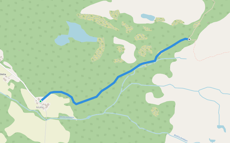 Mokk - Gruve walking route map in Hammer
