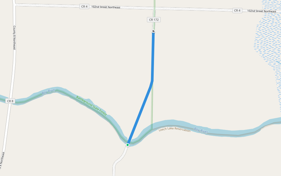 24th Avenue Northeast walking route map in Remer