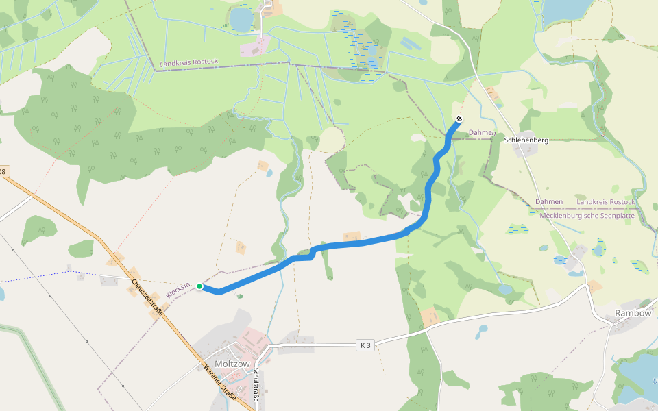 Feldweg walking route map in Moltzow