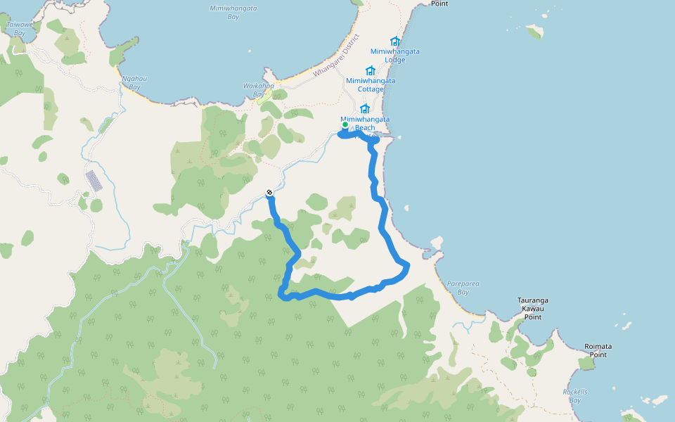 Puriri Track walking route map in Helena Bay