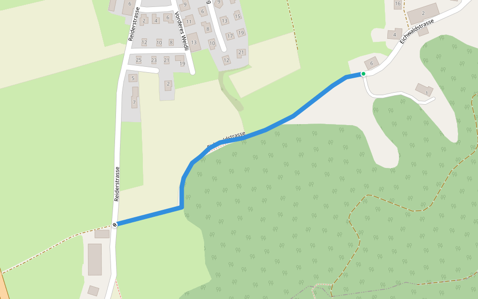 Eichwaldstrasse walking route map in Wikon