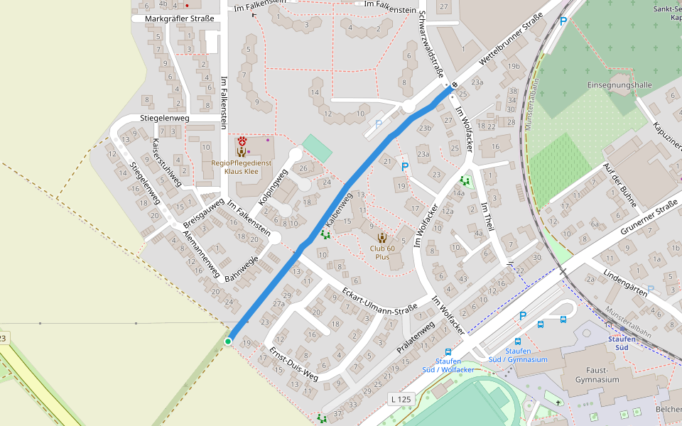 Kaibenweg walking route map in Staufen im Breisgau