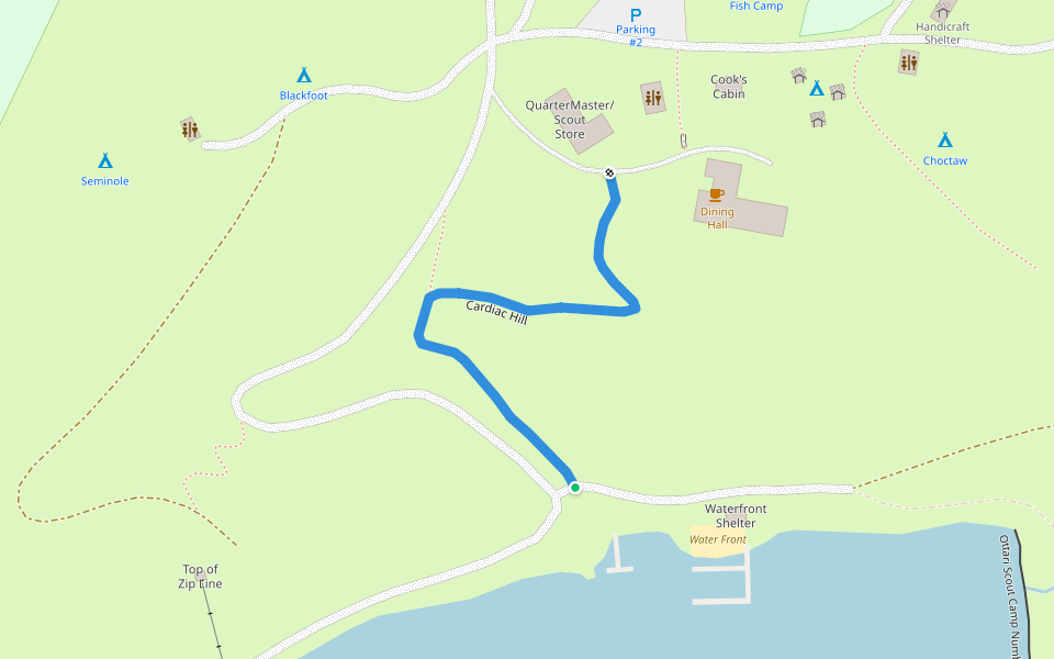 Cardiac Hill walking route map in Hiwassee