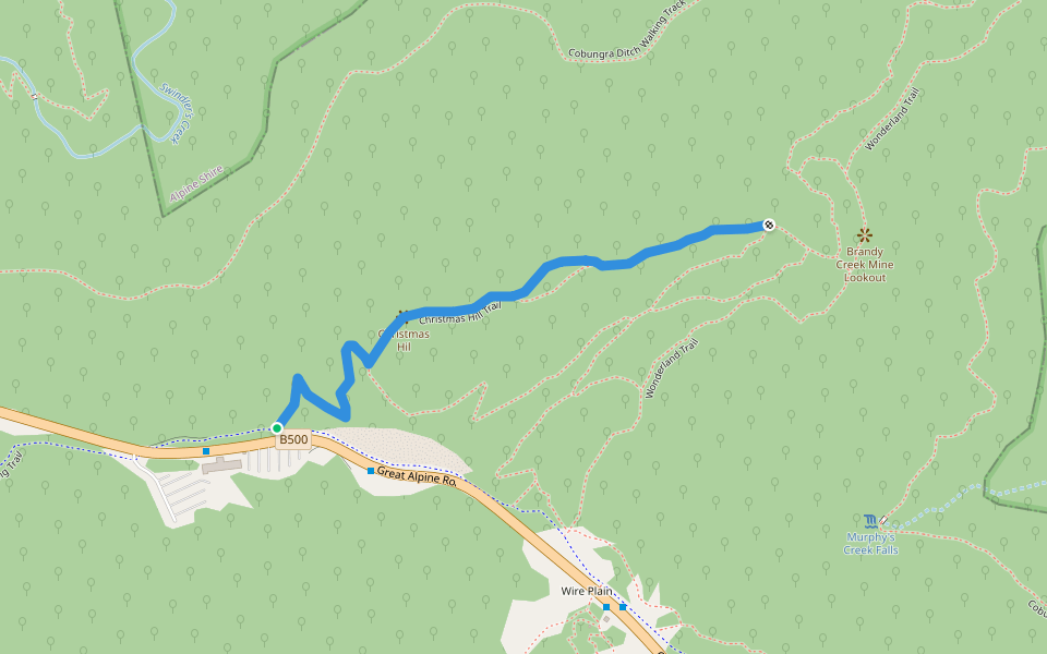 Christmas Hill Trail walking route map in Hotham Heights