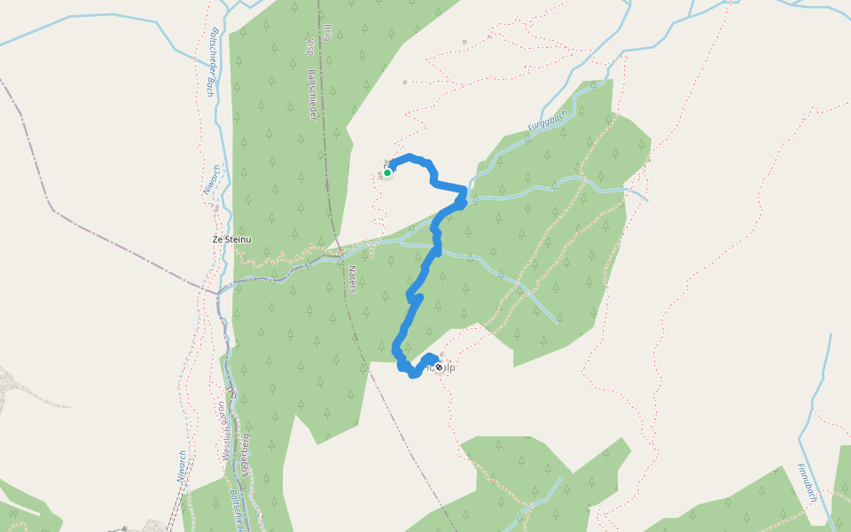 Eril - Honalp walking route map in Naters