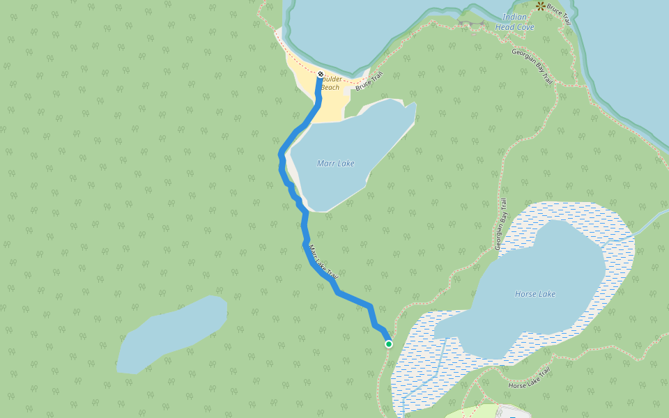 Marr Lake Trail walking route map in Tobermory