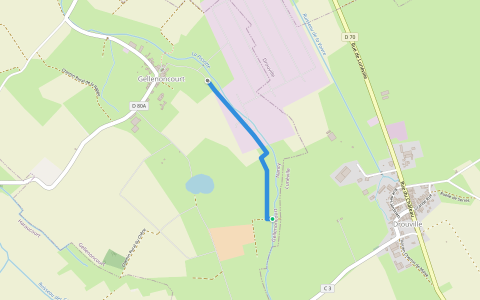 Chemin Rural de l'Embanie walking route map in Gellenoncourt