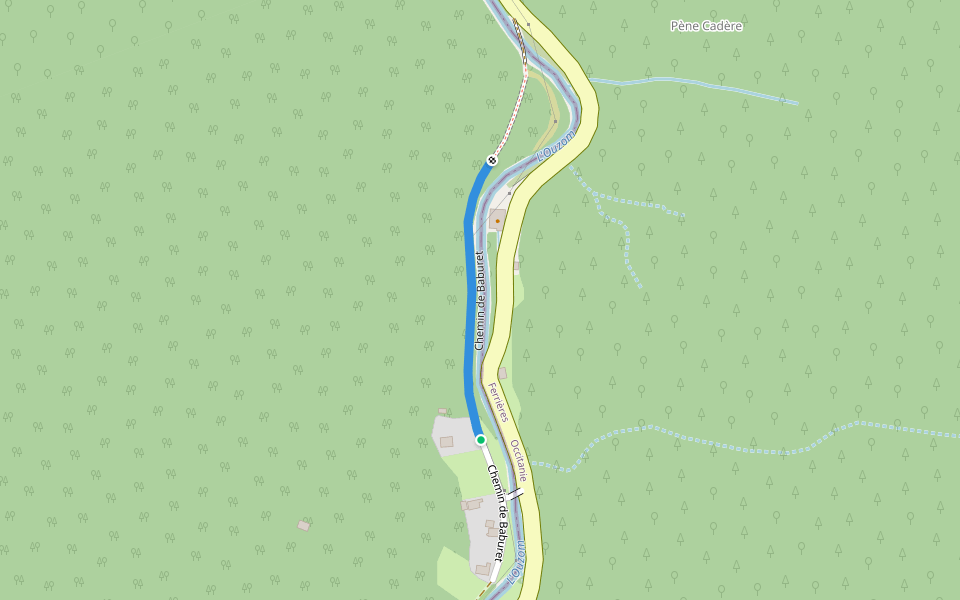 Chemin de Baburet walking route map in Louvie-Soubiron