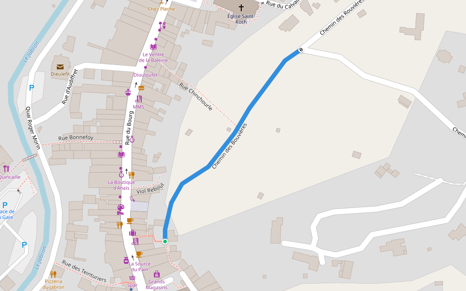 Chemin des Bouvières walking route map in Dieulefit