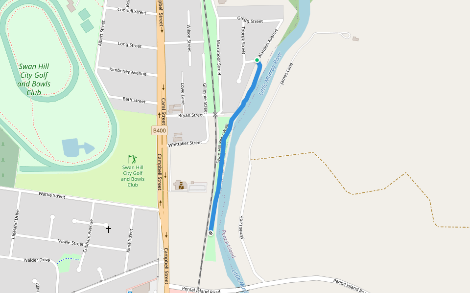 Swan Hill River Walk walking route map in Swan Hill