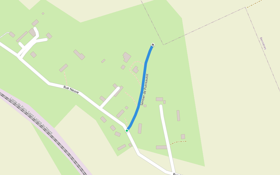 Sentier de Putreautot walking route map in Nointot