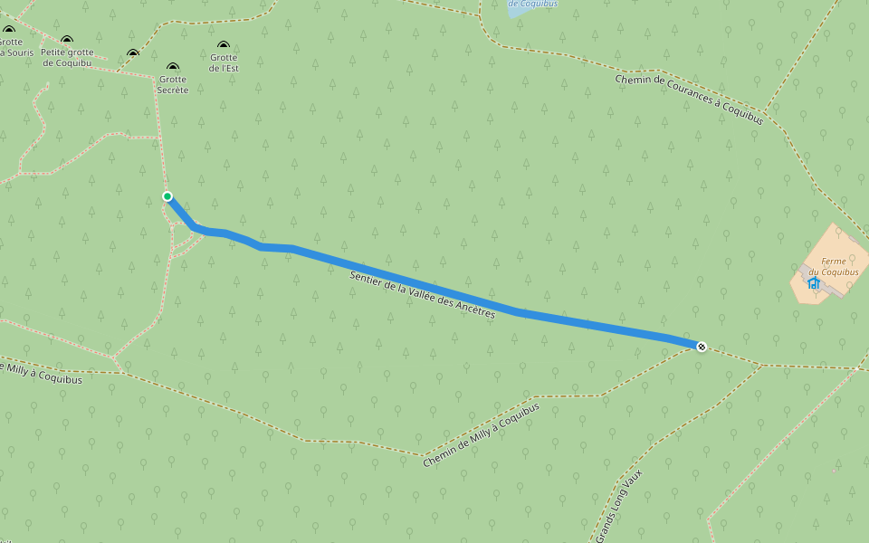 Sentier de la Vallée des Ancètres walking route map in Milly-la-Forêt