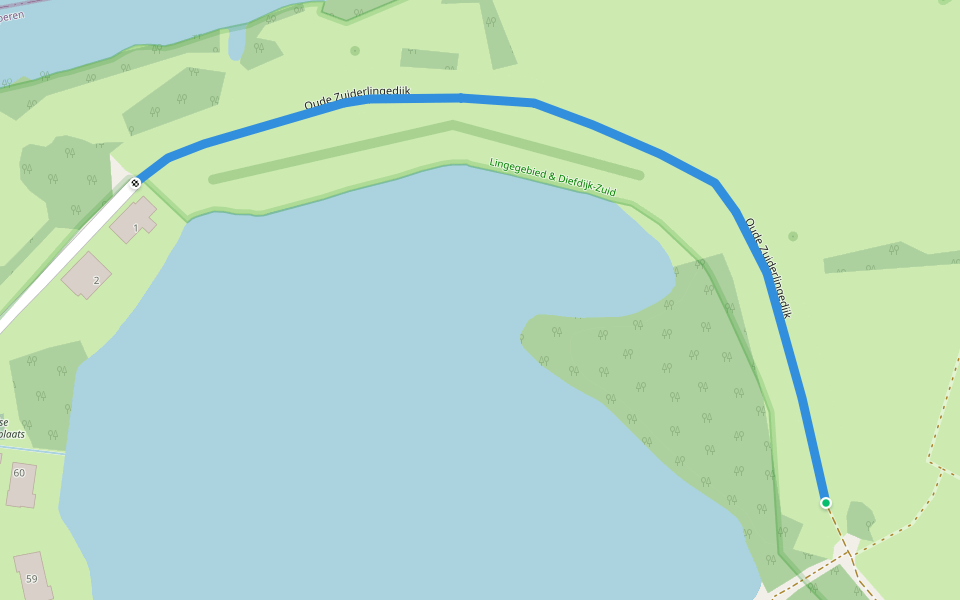 Oude Zuiderlingedijk walking route map in Asperen