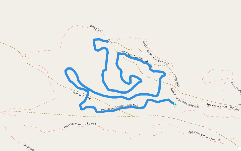 Two Hoots Too mnt. bike trail walking route map in Calumet