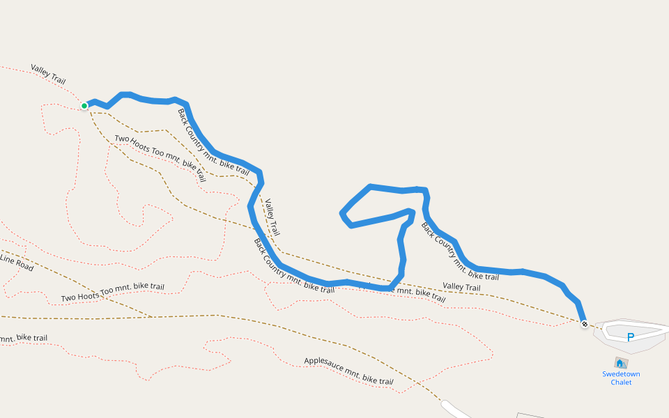 Back Country mnt. bike trail walking route map in Calumet