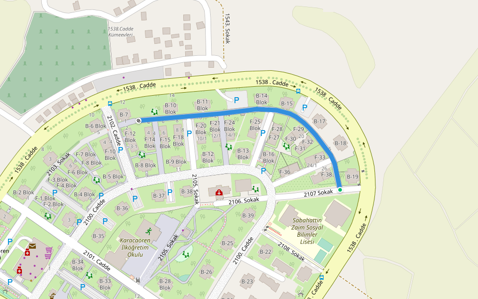 2104. Sokak walking route map in Pursaklar