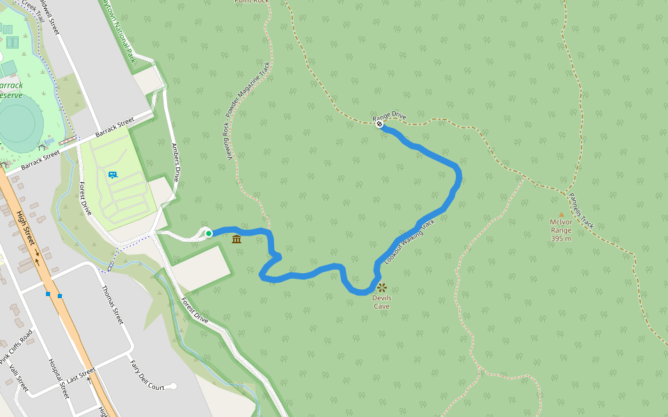 Lookout Walking Track walking route map in Heathcote