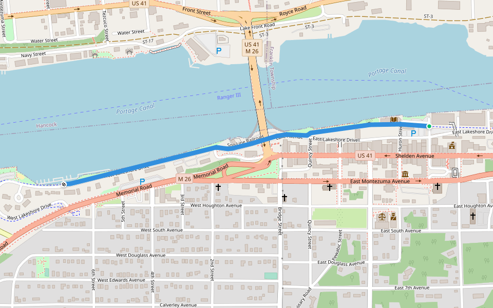 Soo Line Railroad walking route map in Houghton
