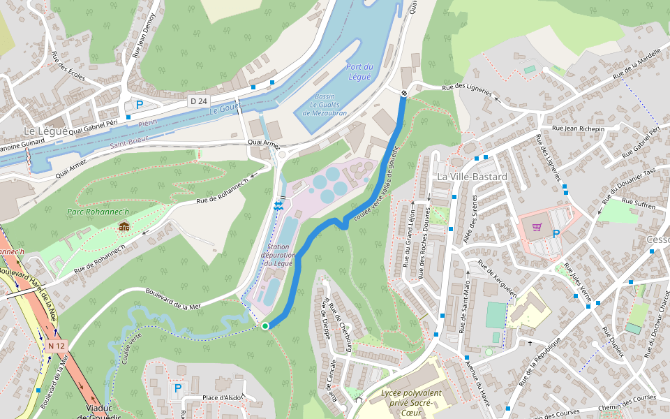 coulée verte vallée de gouédic walking route map in Saint-Brieuc