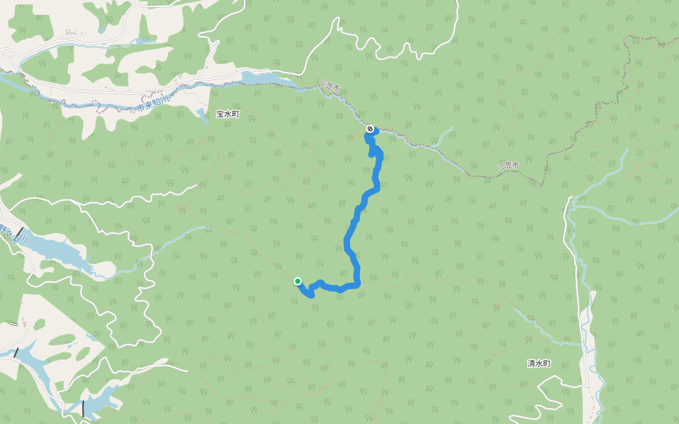 二の沢林道 walking route map in Iwamizawa