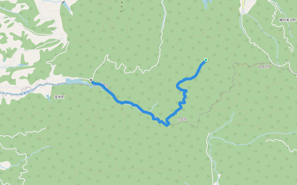 野々沢林道 walking route map in Mikasa