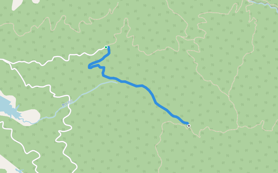野々沢1号林道 walking route map in Mikasa