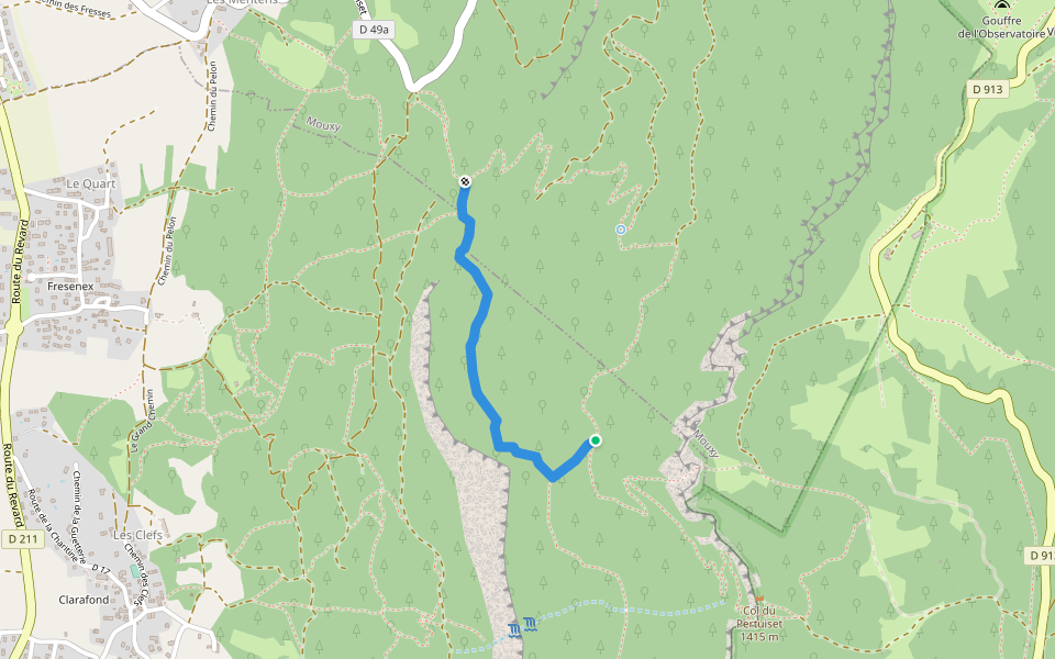 Sentier du Montatant walking route map in Les Deserts